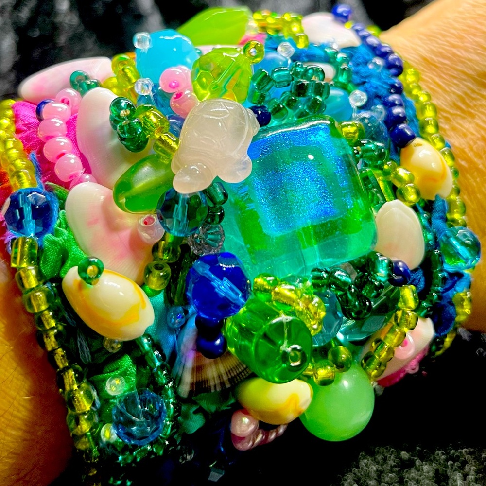 Hand-crafted beaded cuff bracelet